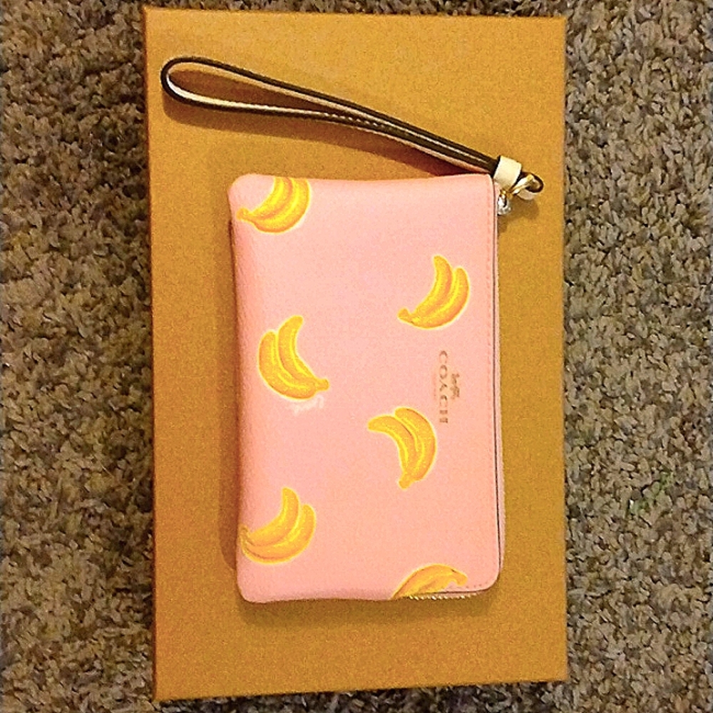 Coach Wristlet Lemonade Pink w/ Bananas - New w/ tags